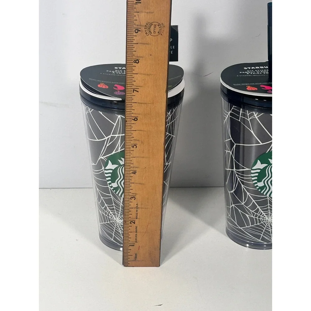 Starbucks Halloween 2023 Spider Web Glow in the Dark Tumbler Set of 2 Stickers